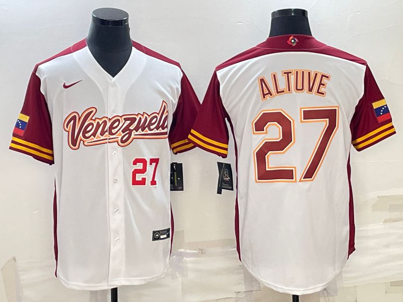 Men 2023 World Cub Venezuela #27 Altuve White Nike MLB Jersey